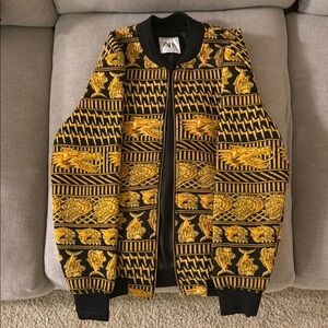 Zara Black and Gold Bomber Jacket